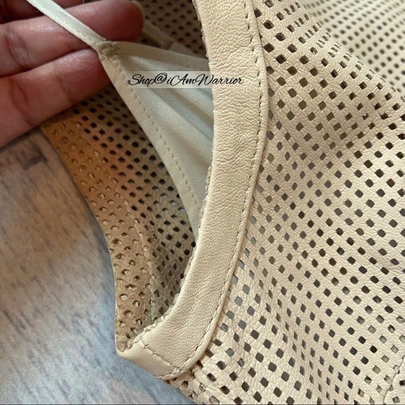 J.Crew Collection NWT rare ecru perforated leather a-line dress *shop@iamwarrior - Picture 9 of 11